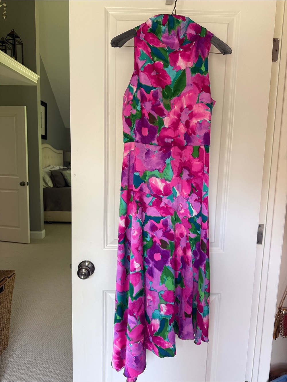 Maggy London Pink Floral Asymmetrical Dress